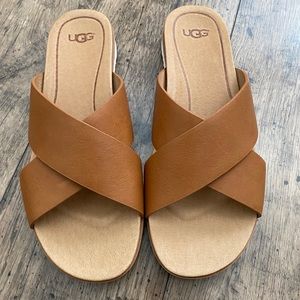 UGG Kari Leather slide sandal tan 7.5